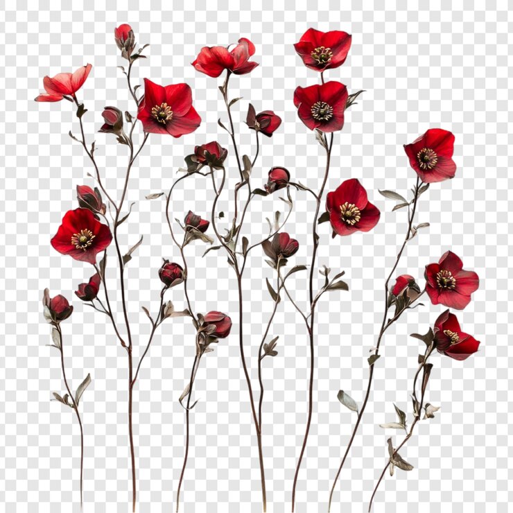 PSD grátis as flores carmesim são um estudo em flores secas