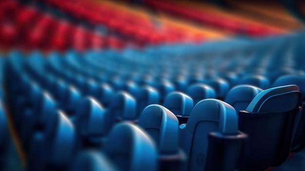 PSD grátis assentos da tribuna na arena ao ar livre vazia do estádio esportivo generative ai