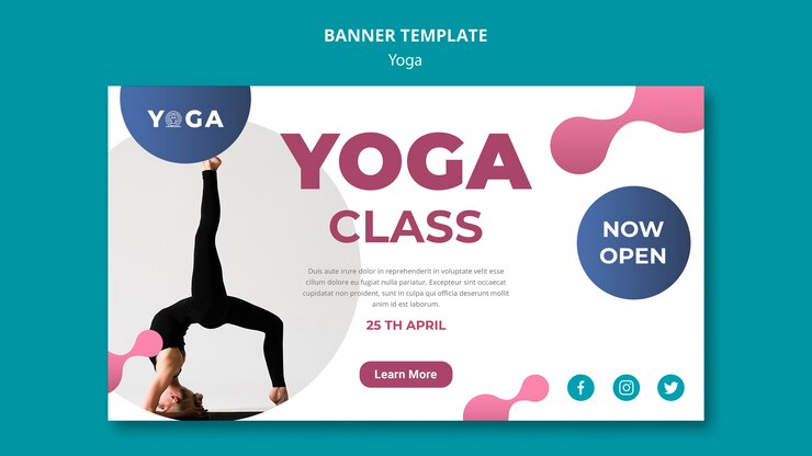 PSD grátis aula de yoga estilo banner modelo