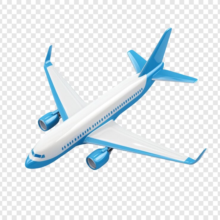 PSD grátis avião azul e branco voando em alta viagem emocionante