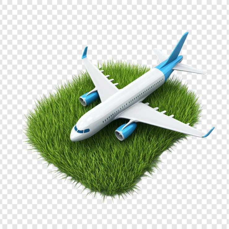 PSD grátis avião descansando na grama verde viagem pacífica natureza