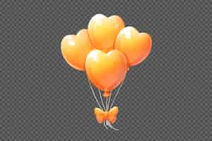 PSD grátis balões amarelos da forma do coração 3d