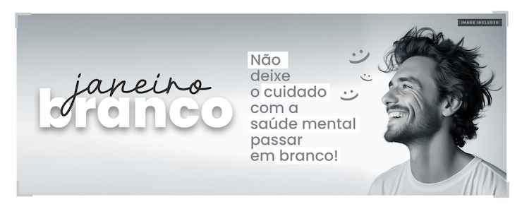 PSD grátis bandeira branca de mídia social campanha de janeiro para a saúde mental