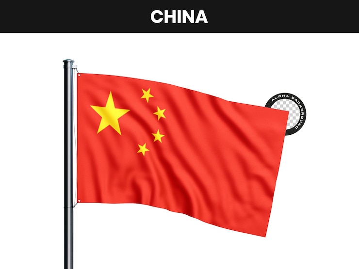 PSD grátis bandeira da china a agitar-se num poste