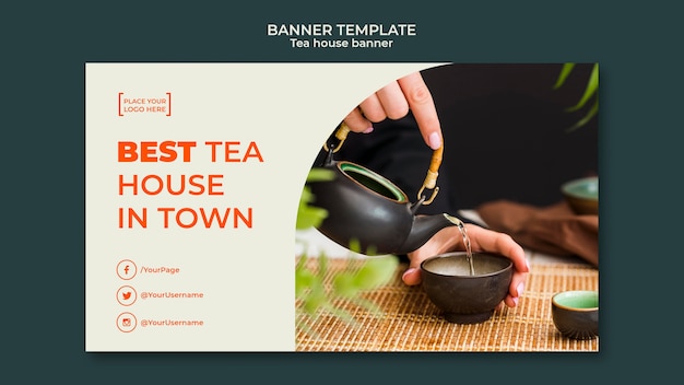PSD grátis bandeira de modelo de casa de chá