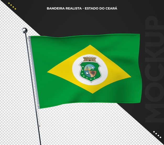 PSD grátis bandeira do estado brasileiro 3d realista ceara brasil.