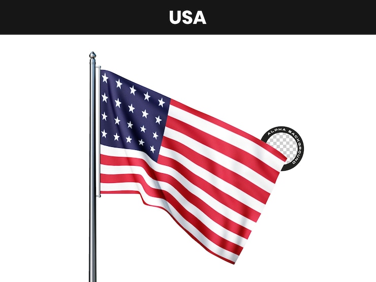 PSD grátis bandeira dos estados unidos a agitar-se num poste