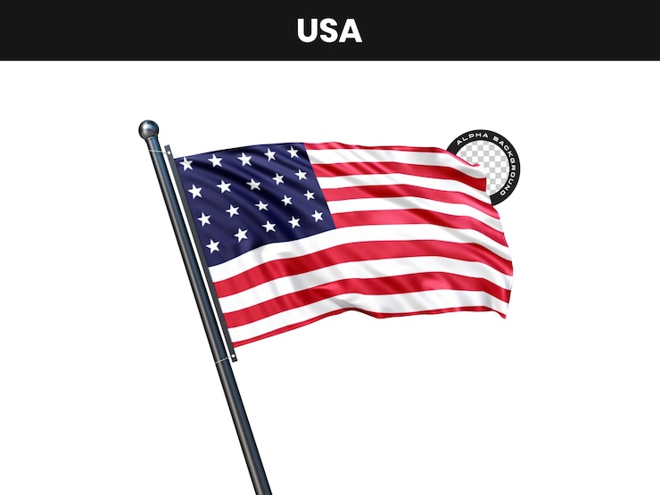 PSD grátis bandeira dos estados unidos a agitar-se num poste
