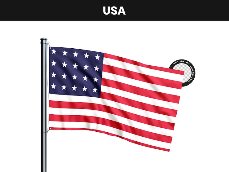 PSD grátis bandeira dos estados unidos a agitar-se num poste