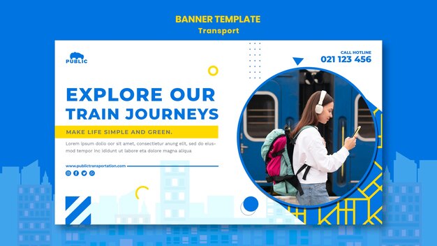 Bandeira horizontal para transporte público com passageira feminina