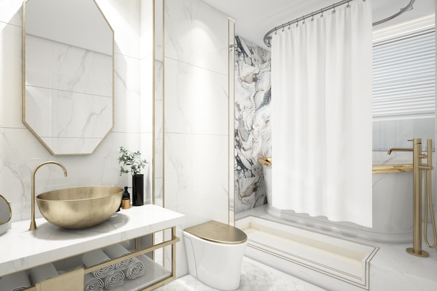 banheiro elegante realista com banheira