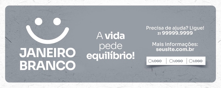 PSD grátis banner branco da campanha de janeiro nas redes sociais
