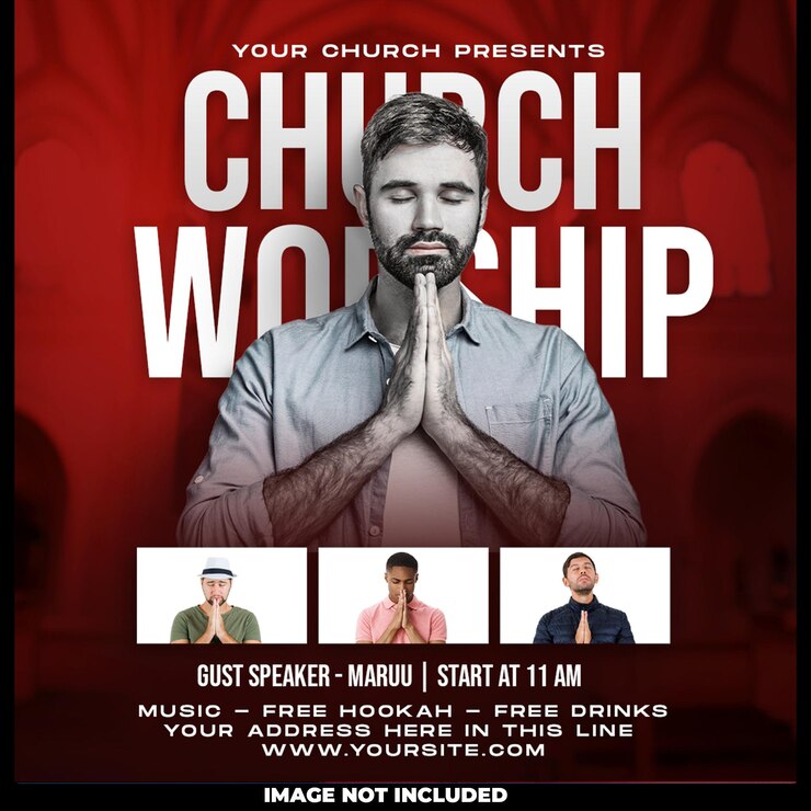 PSD grátis banner da web para publicação de panfleto de conferência da igreja