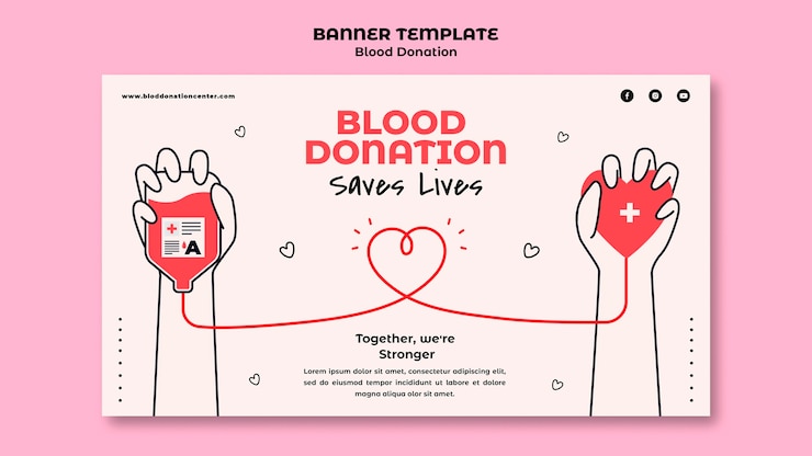 PSD grátis banner de ato humanitário de doação de sangue