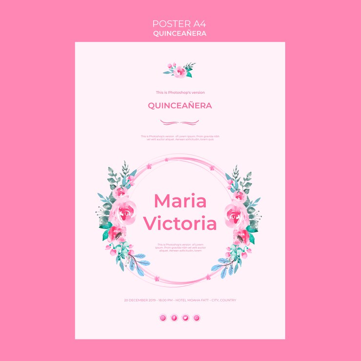 PSD grátis banner de celebração de quinceanera colorida