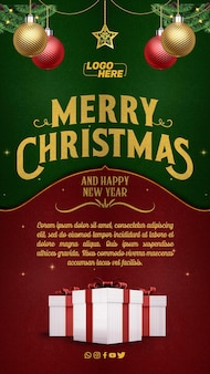 Banner de conceito histórias de redes sociais feliz natal e feliz ano novo