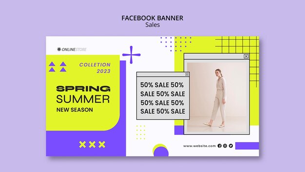 Banner de facebook de oferta de vendas geométricas