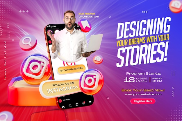 Banner de Marketing de Mídia Social do Instagram para Modelo de Design de Promoção de Negócios