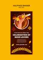 PSD grátis banner de meia página para a celebração do dia da cerveja