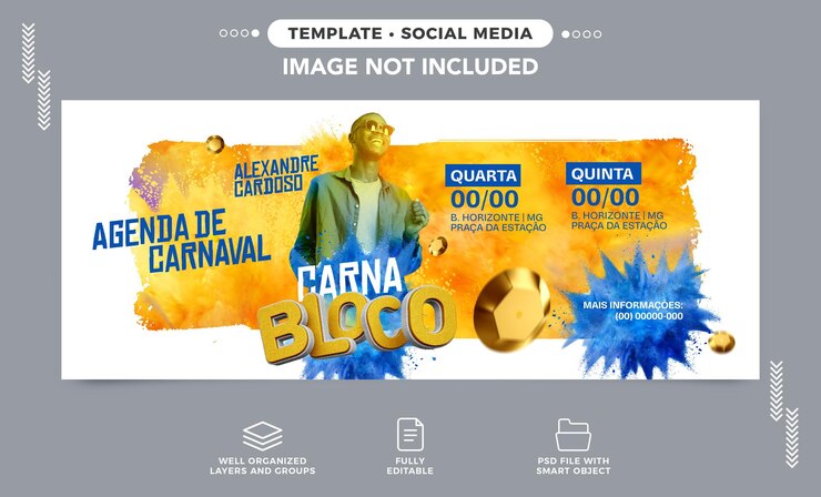 PSD grátis banner de mídia social agenda de carnaval para shows