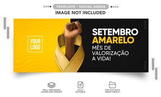 Banner de mídia social mês de valorização da vida setembro amarelo
