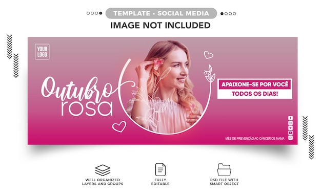 Banner de mídia social outubro rosa se apaixonar todos os dias