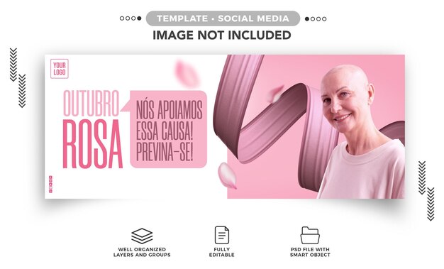 Banner de mídia social Outubro subiu contra o câncer de mama