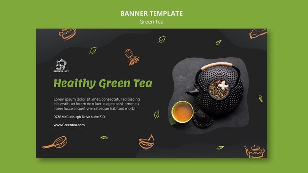 Banner de modelo de anúncio de chá verde