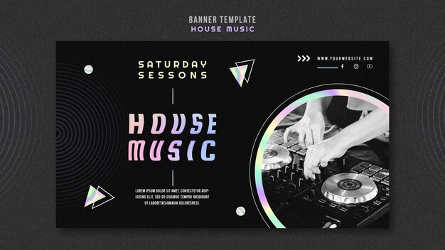 Banner de modelo de anúncio de house music