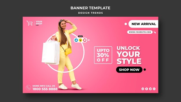 Banner de modelo de anúncio de mulher do Shopping