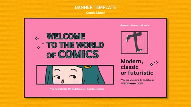 Banner de modelo de design de quadrinhos