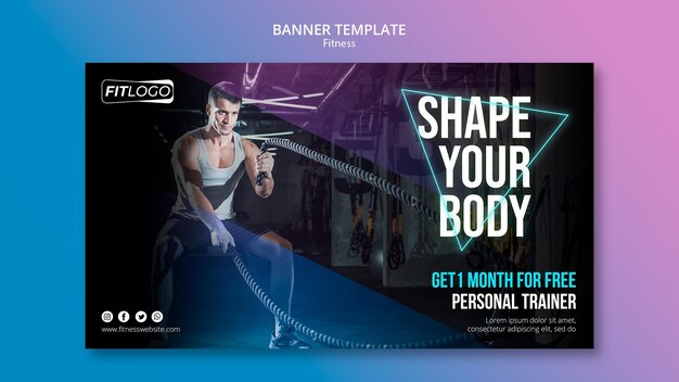 Banner de modelo de instrutor de fitness
