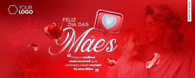 PSD grátis banner de modelo de mídia social feliz dia das mães no brasil fundo vermelho