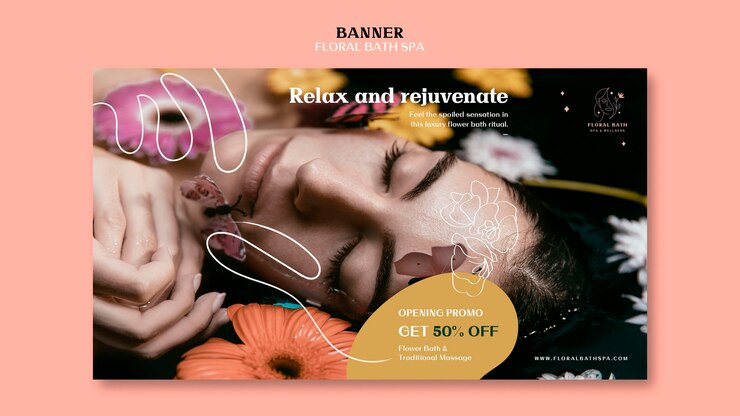 PSD grátis banner de modelo de spa floral