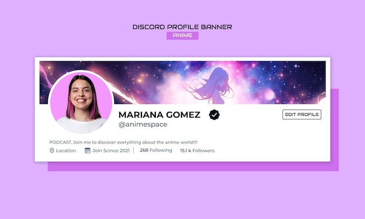 PSD grátis banner de perfil de discord para entusiastas de anime