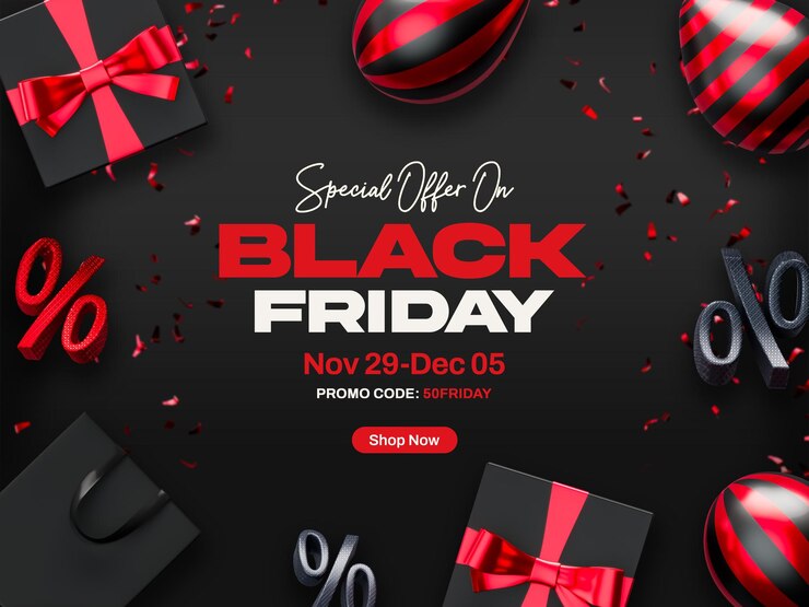 PSD grátis banner de promoção da black friday com texto editável