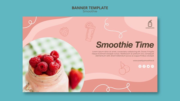 PSD grátis banner de smoothie criativo com foto