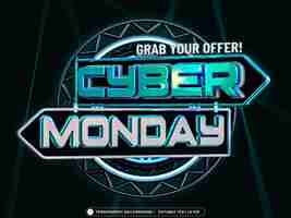 PSD grátis banner de venda da cyber monday com efeito de texto editável