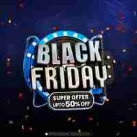 PSD grátis banner de venda de super oferta da black friday com texto editável