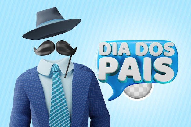 PSD grátis banner do dia dos pais em português quotdia dos paisquot ilustração 3d
