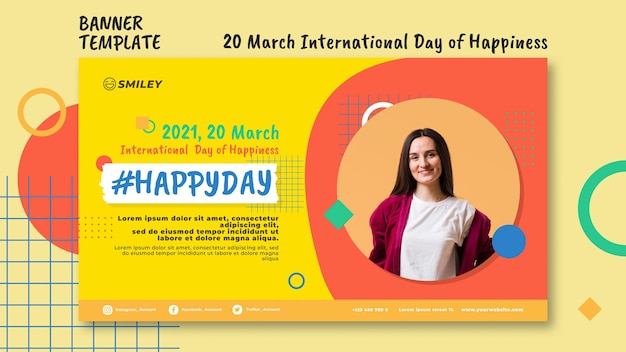 PSD grátis banner do dia internacional da felicidade
