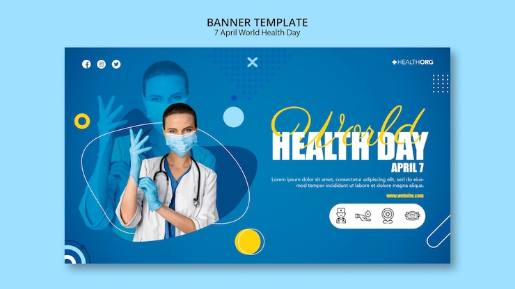 PSD grátis banner do dia mundial da saúde com foto