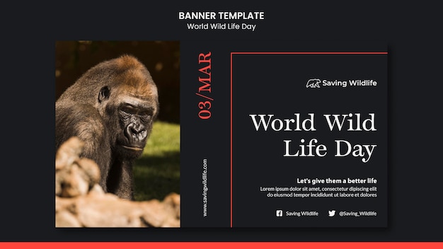 PSD grátis banner do dia mundial da vida selvagem