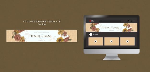 Banner do youtube de celebração de casamento floral