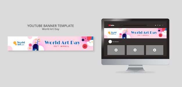 Banner do youtube de celebração do dia mundial da arte