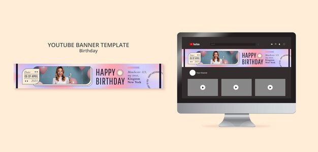 Banner do youtube de comemoração de aniversário