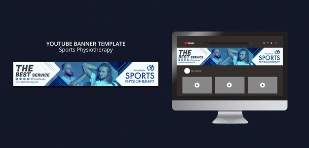 Banner do youtube de cuidados de fisioterapia geométrica