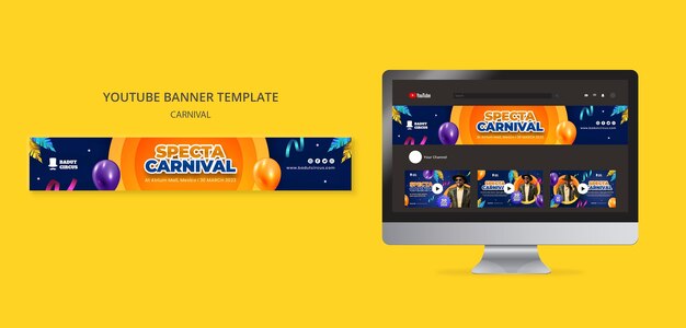 Banner do youtube de entretenimento de carnaval