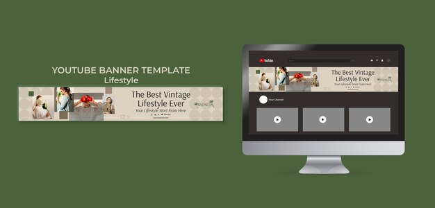 Banner do youtube de estilo de vida vintage de design plano