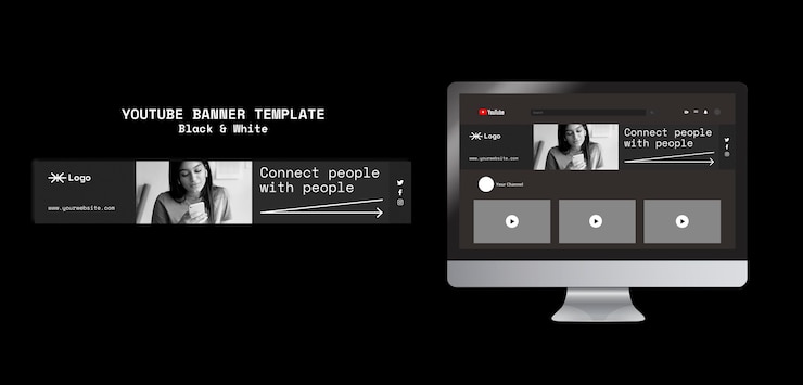 PSD grátis banner do youtube do app conectando pessoas